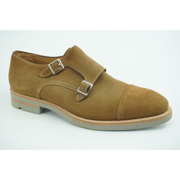 Magnanni Bernina Tan Suede Double Monk Strap Slip On Loafers Size 8 Saddle shoe main image 10